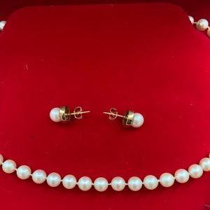 Pearl necklace and earrings